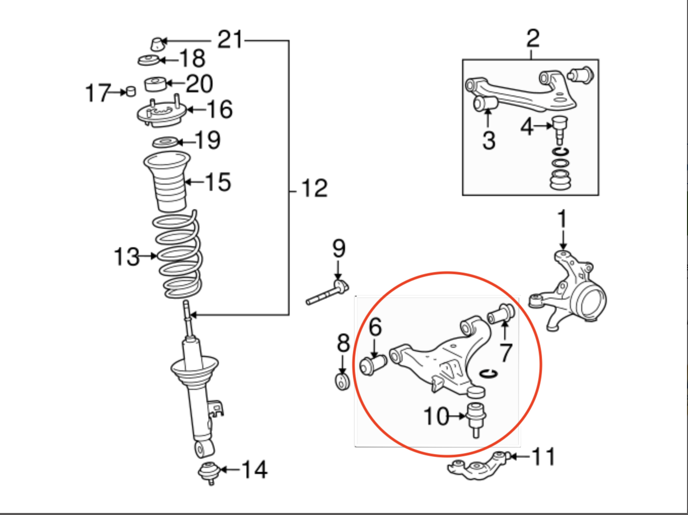 Front Lower Control Arm – Right (RH) – FCS 3274222 – Replaces Toyota 48068‑04030 – Fits Tacoma 2004–2015