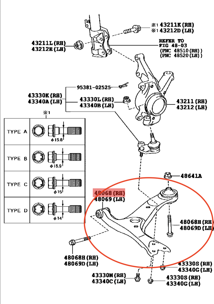 Front Lower Control Arm – Right (RH) – FCS 3274260 – Replaces Toyota 48068‑02300 – Fits Corolla 2013–2016