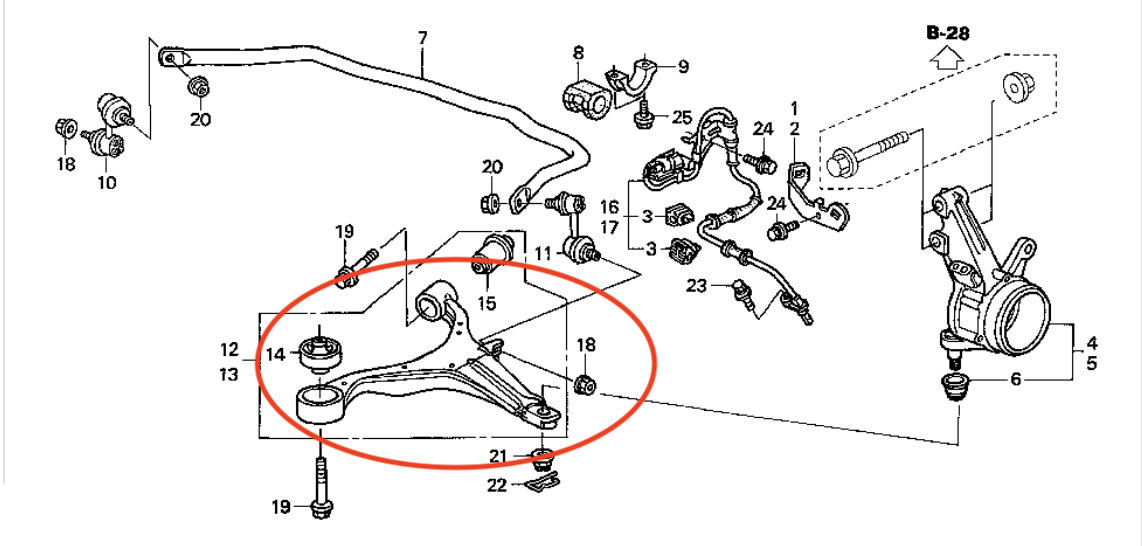 Front Lower Control Arm – Right (RH) – FCS 3274291 – Replaces Honda 51350‑SCV‑A03 – Fits Element 2003–2011