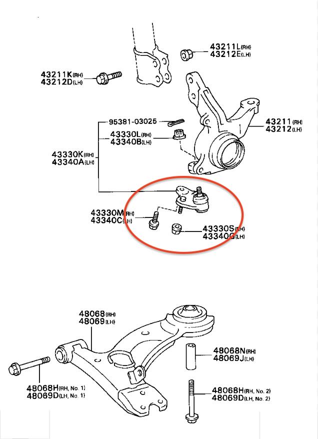 Front Lower Ball Joint – Fits Left or Right – FCS 3274758 – Replaces Toyota 43330‑29265  – Corolla / Celica / Avensis / Scion (1991–2013)