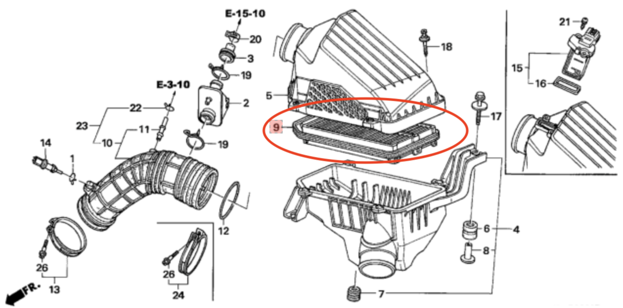 Engine Air Filter – FCS4048 – Replaces Honda 17220‑RRA‑A00 – Fits Civic / Element 2006–2011